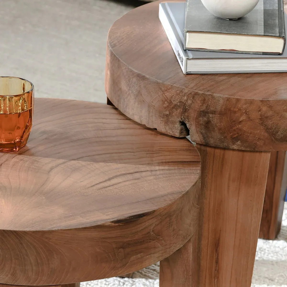 Kylo Round Side Table - Brown, Teak Wood