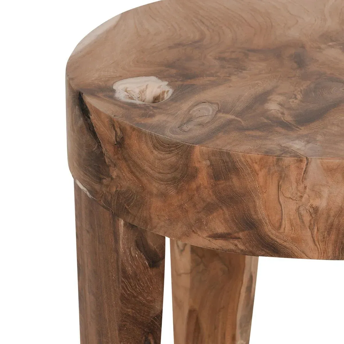 Kylo Round Side Table - Brown, Teak Wood