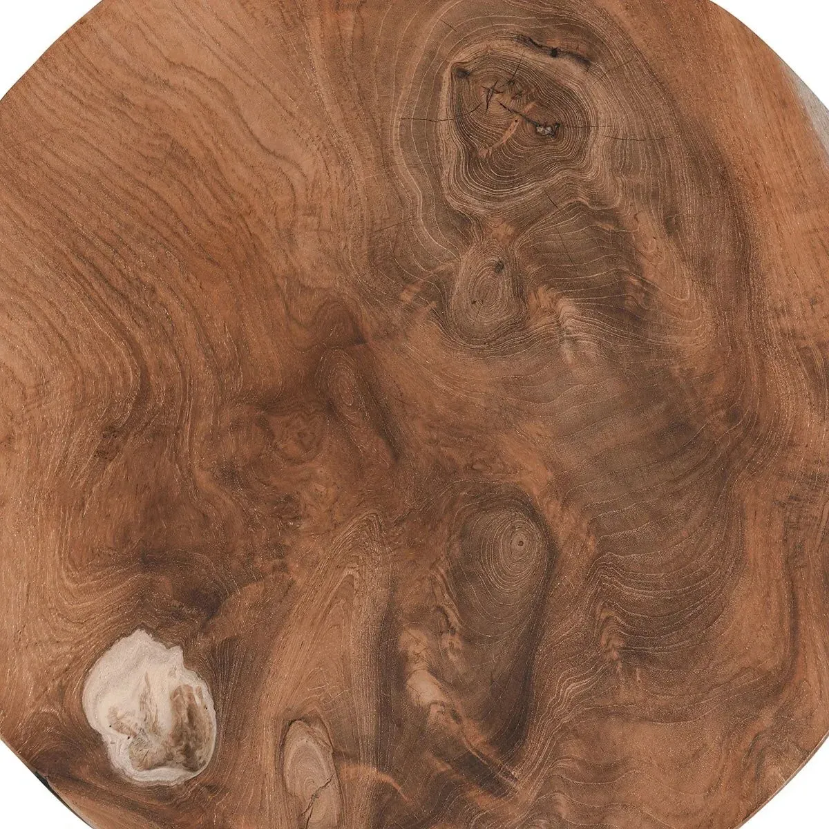 Kylo Round Side Table - Brown, Teak Wood