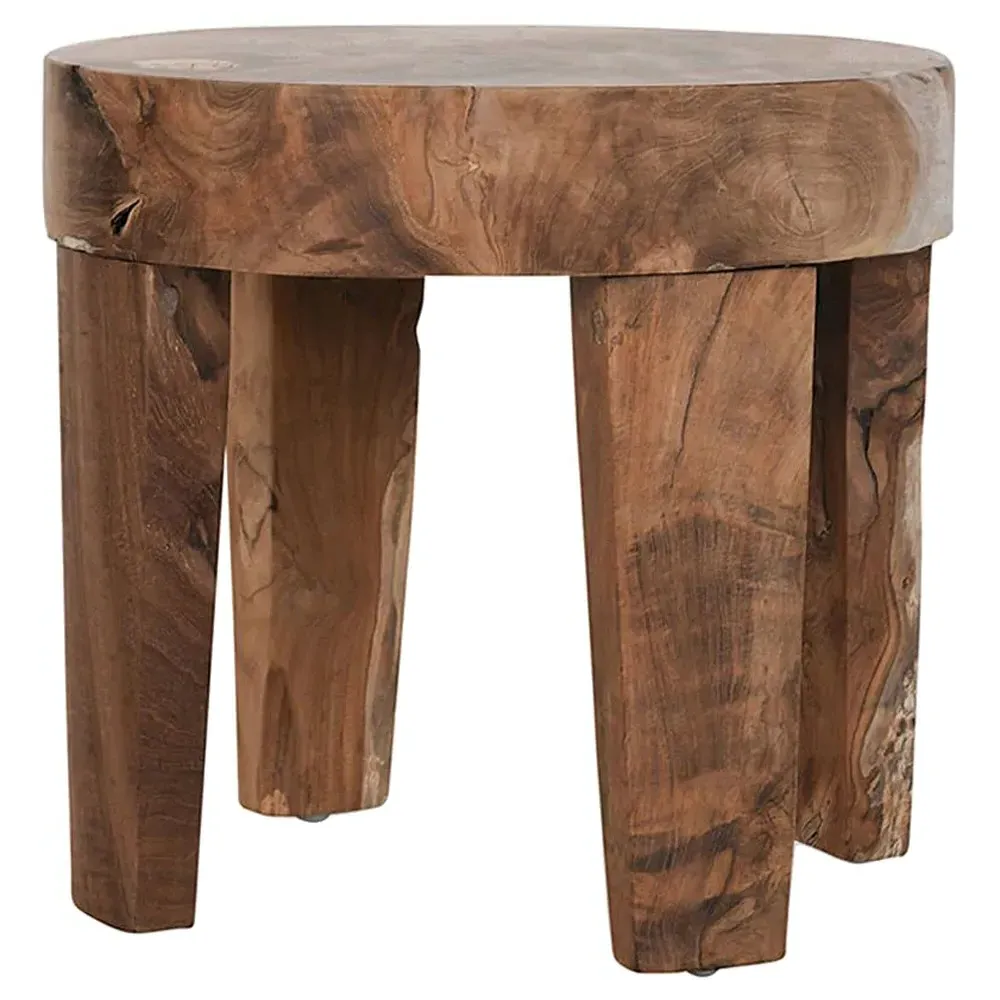 Kylo Round Side Table - Brown, Teak Wood