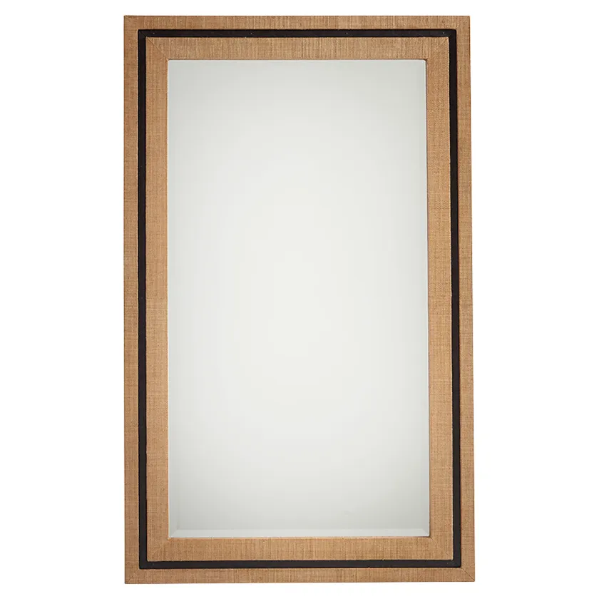 La Costa Rectangular Wall Mirror - Brown, Raffia