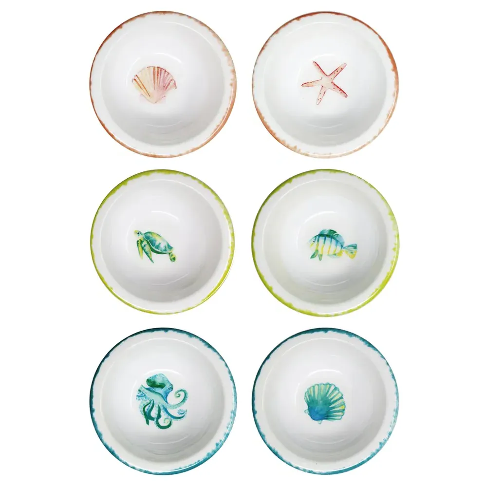 La Mer Ocean Creatures Mini Bowl Set - White, Melamine image