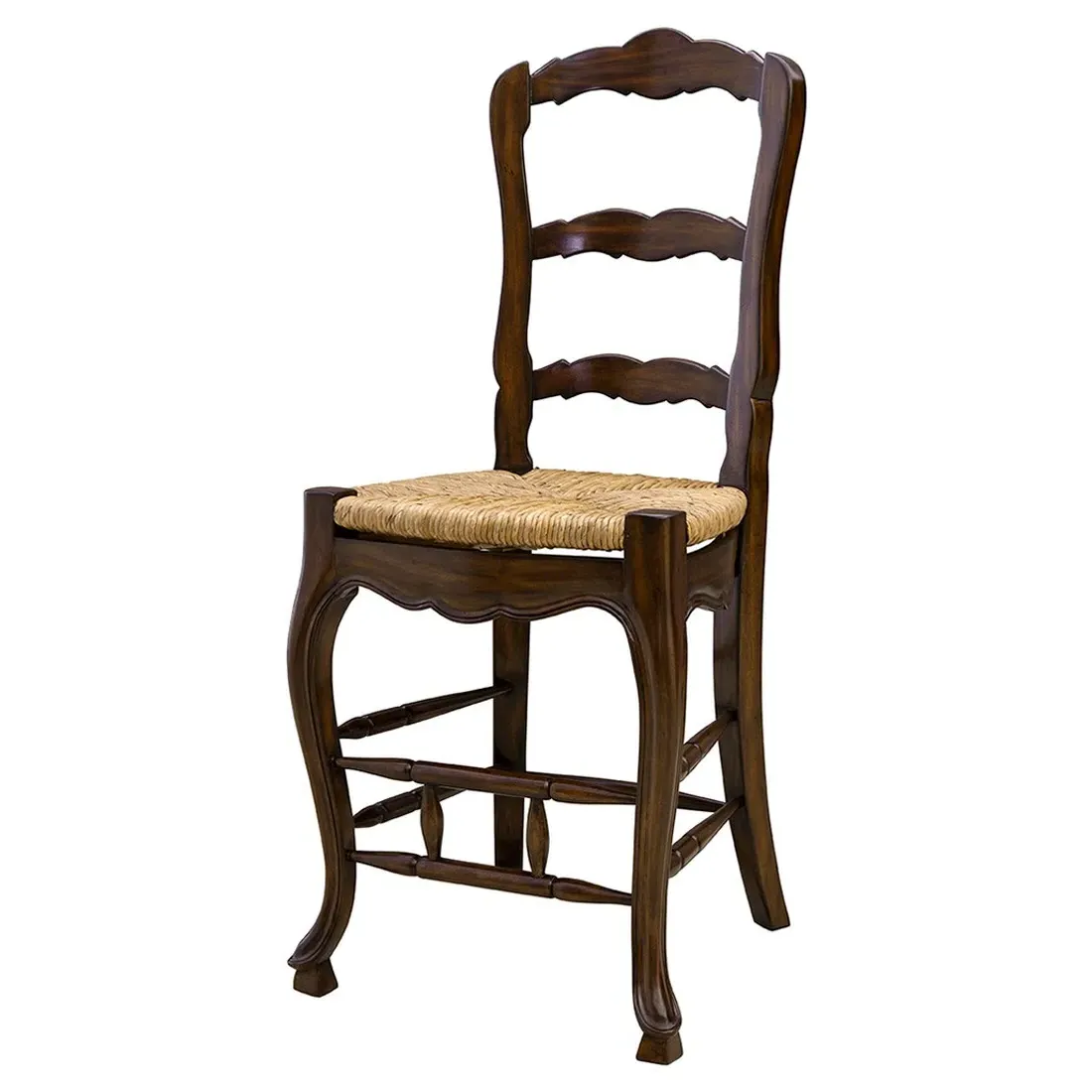 Lacey Woven Counter Stool - Dark Brown, Mahogany Wood