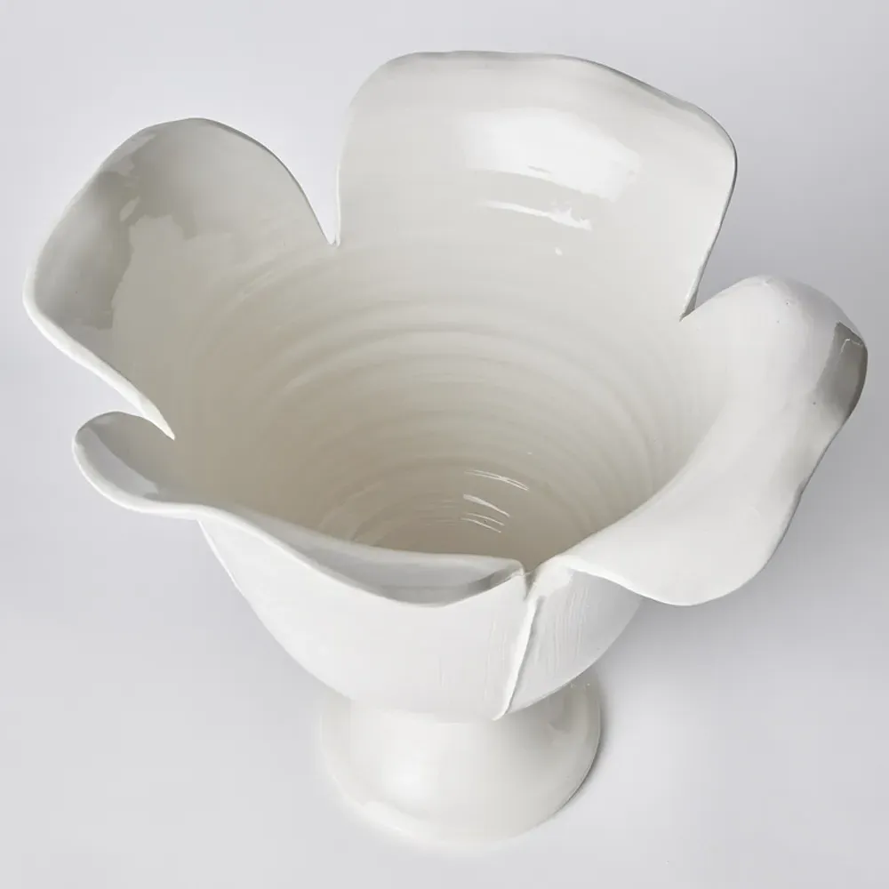 Lachlan Large Footed Decorative Vase - White, Ceramic