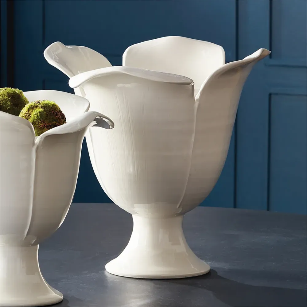 Lachlan Large Footed Decorative Vase - White, Ceramic