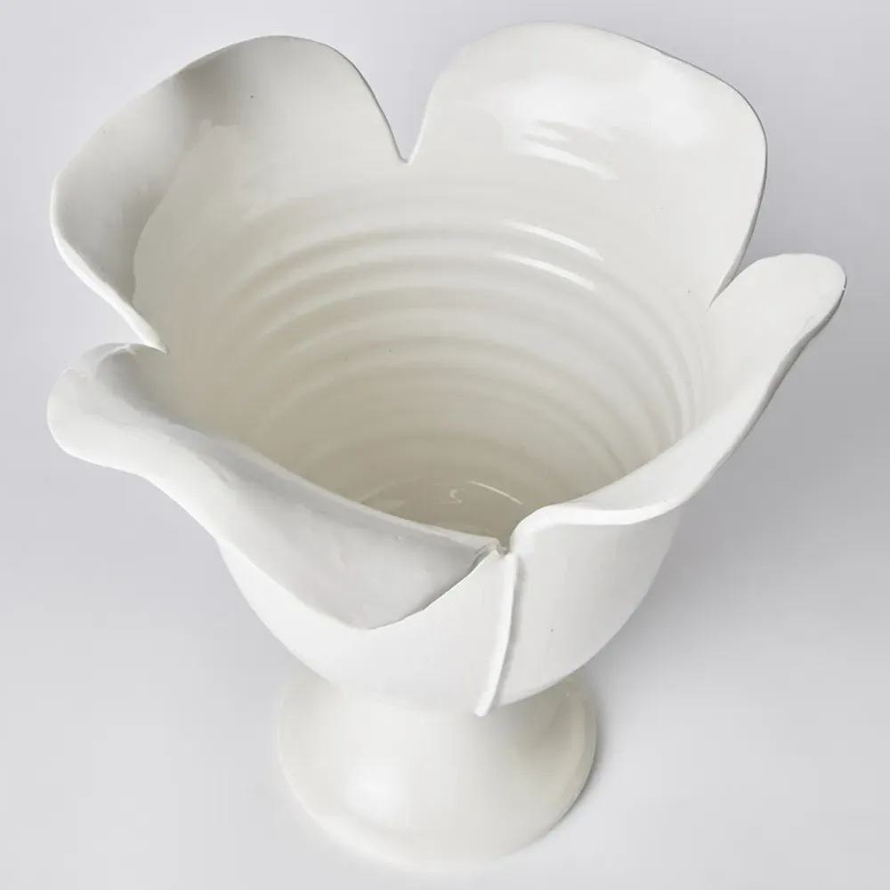 Lachlan Small Footed Decorative Vase - White, Ceramic