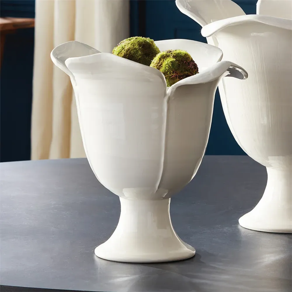 Lachlan Small Footed Decorative Vase - White, Ceramic