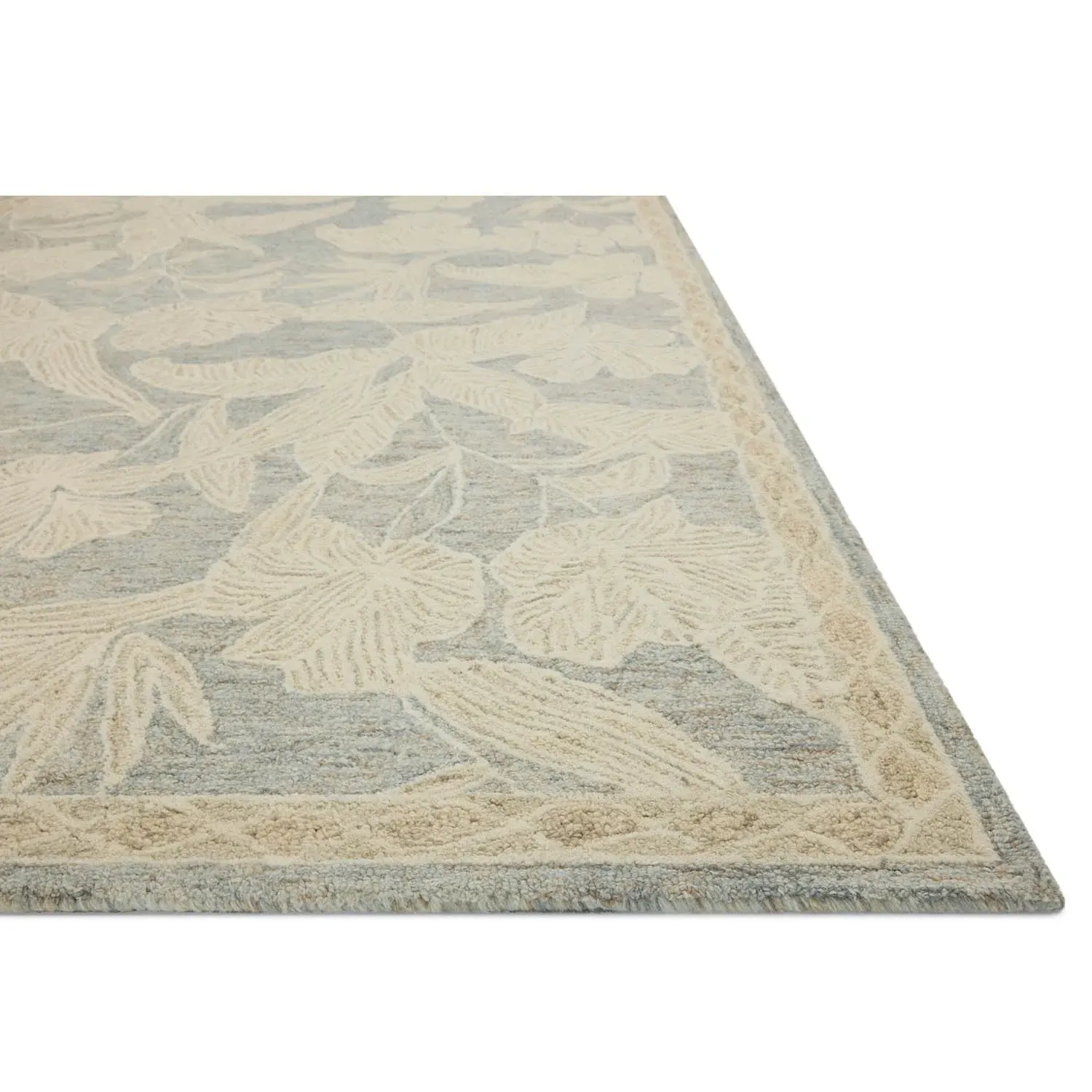 Laila Floral Patterned Rug - Light Blue, Wool