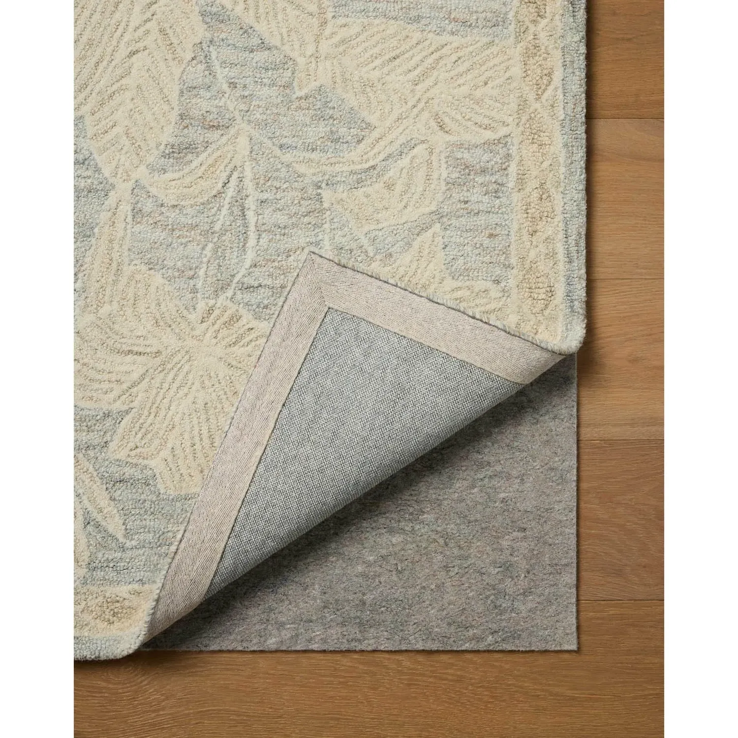 Laila Floral Patterned Rug Sample - Light Blue, Wool