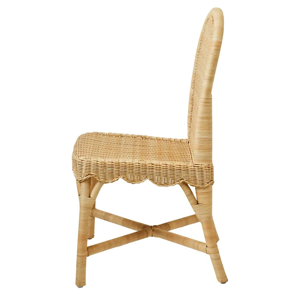 Lainey Scalloped Dining Chair Set of 2 - Natural, Rattan