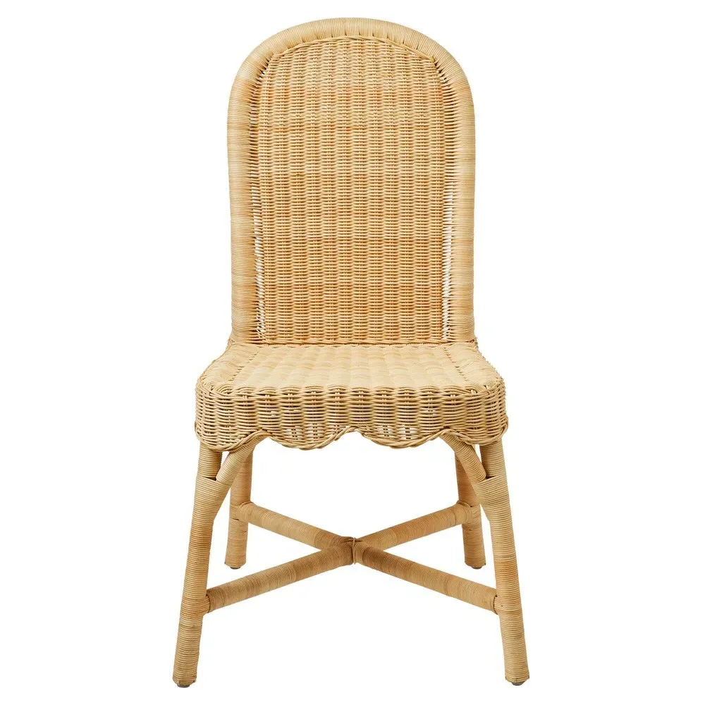 Lainey Scalloped Dining Chair Set of 2 - Natural, Rattan