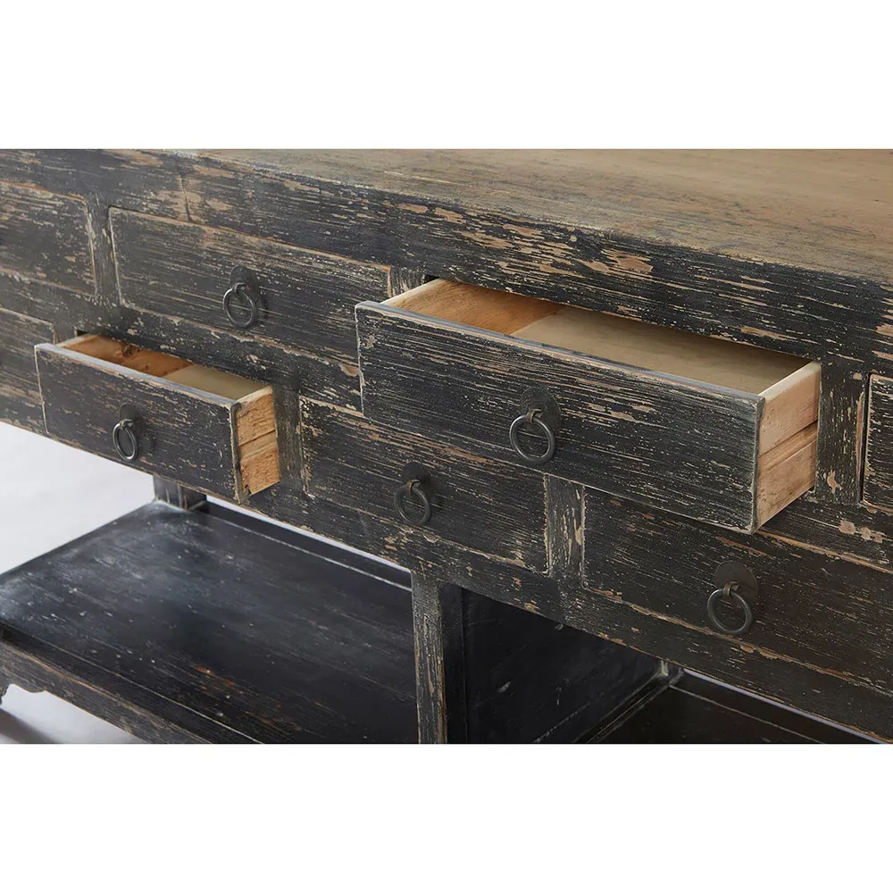 Laken 9 Drawer Sideboard - Black, Reclaimed Pine