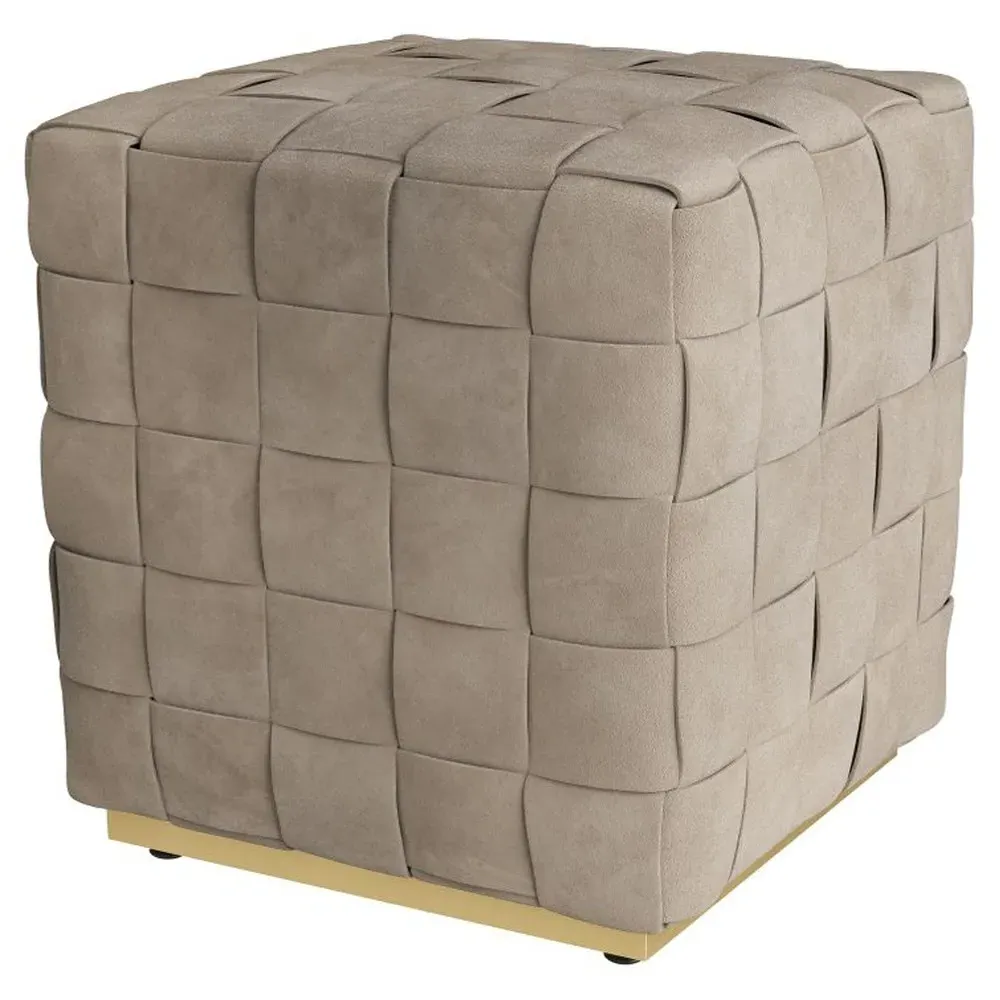 Lakewood Ottoman - Beige, Leather