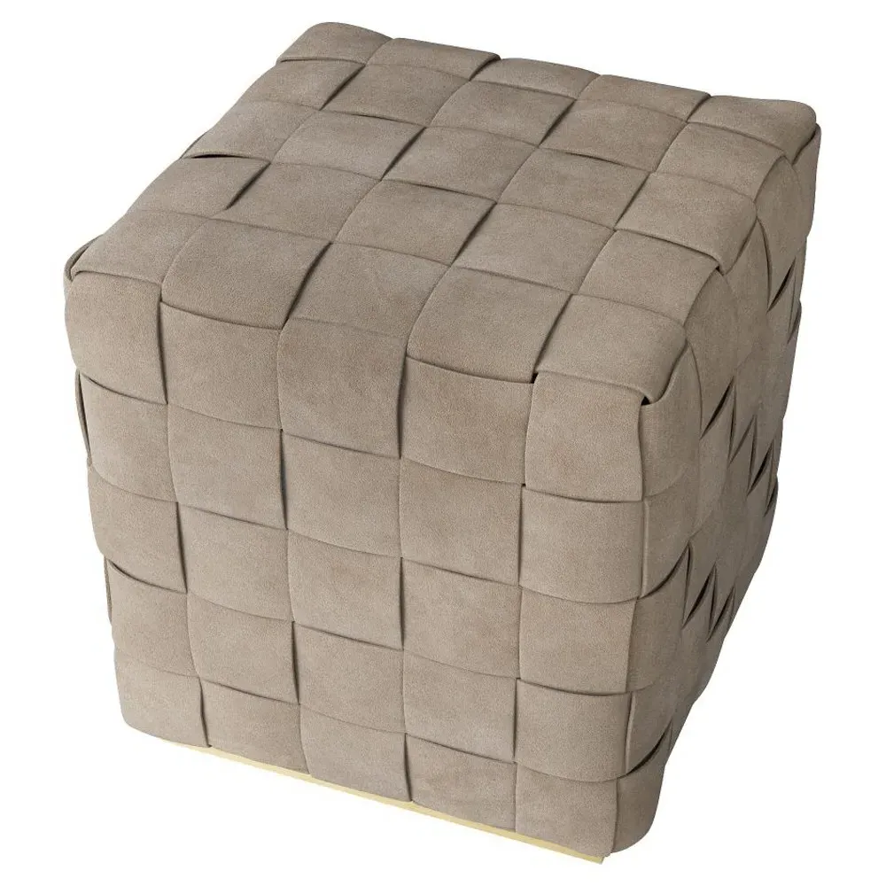 Lakewood Ottoman - Beige, Leather