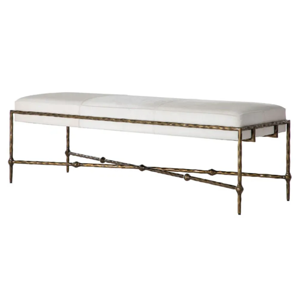 Lambeth Bench - White, Hair On Hide