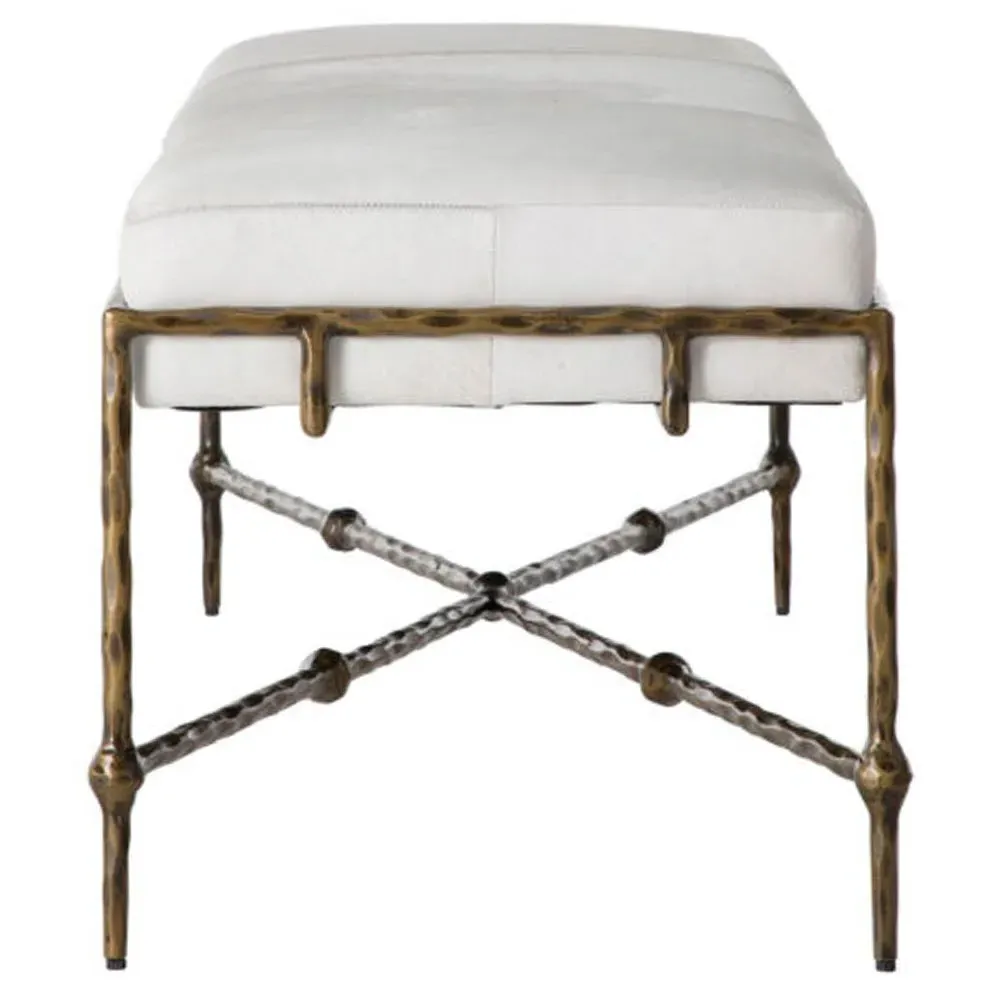 Lambeth Bench - White, Hair On Hide