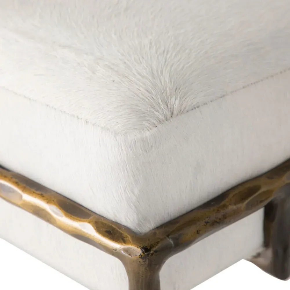 Lambeth Bench - White, Hair On Hide