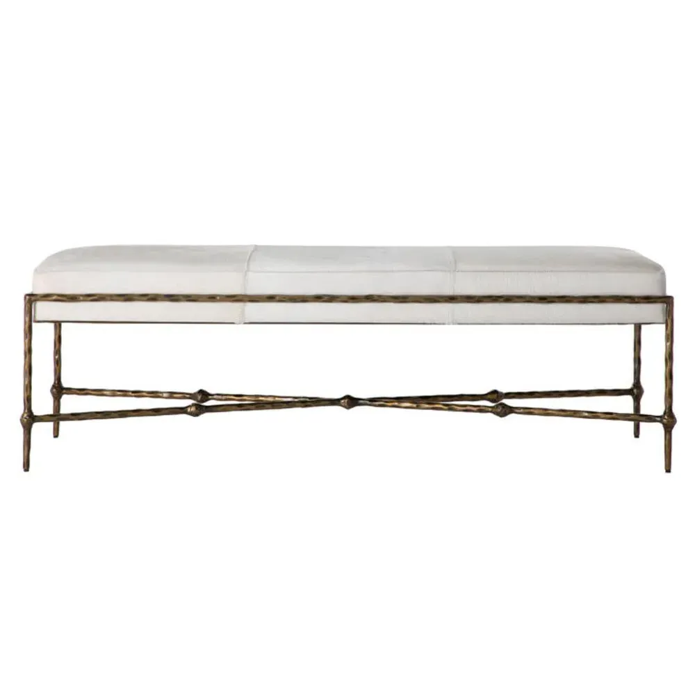 Lambeth Bench - White, Hair On Hide