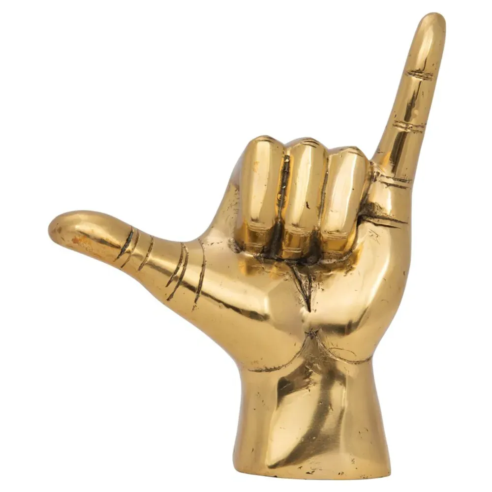 Lance Loft Hawaiian Hand Sculpture - Yellow-Gold, Brass image