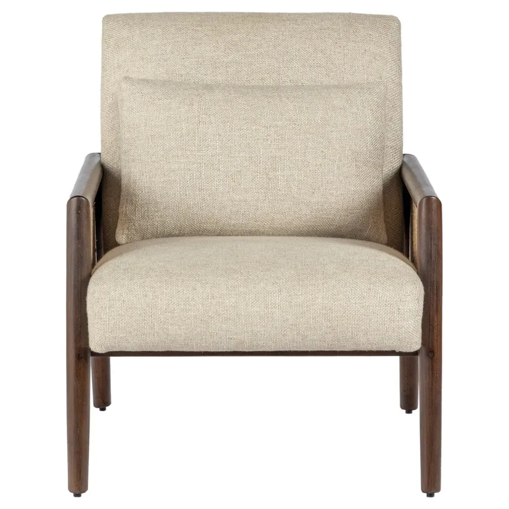 Lando Cane Wood Arm Chair - Beige