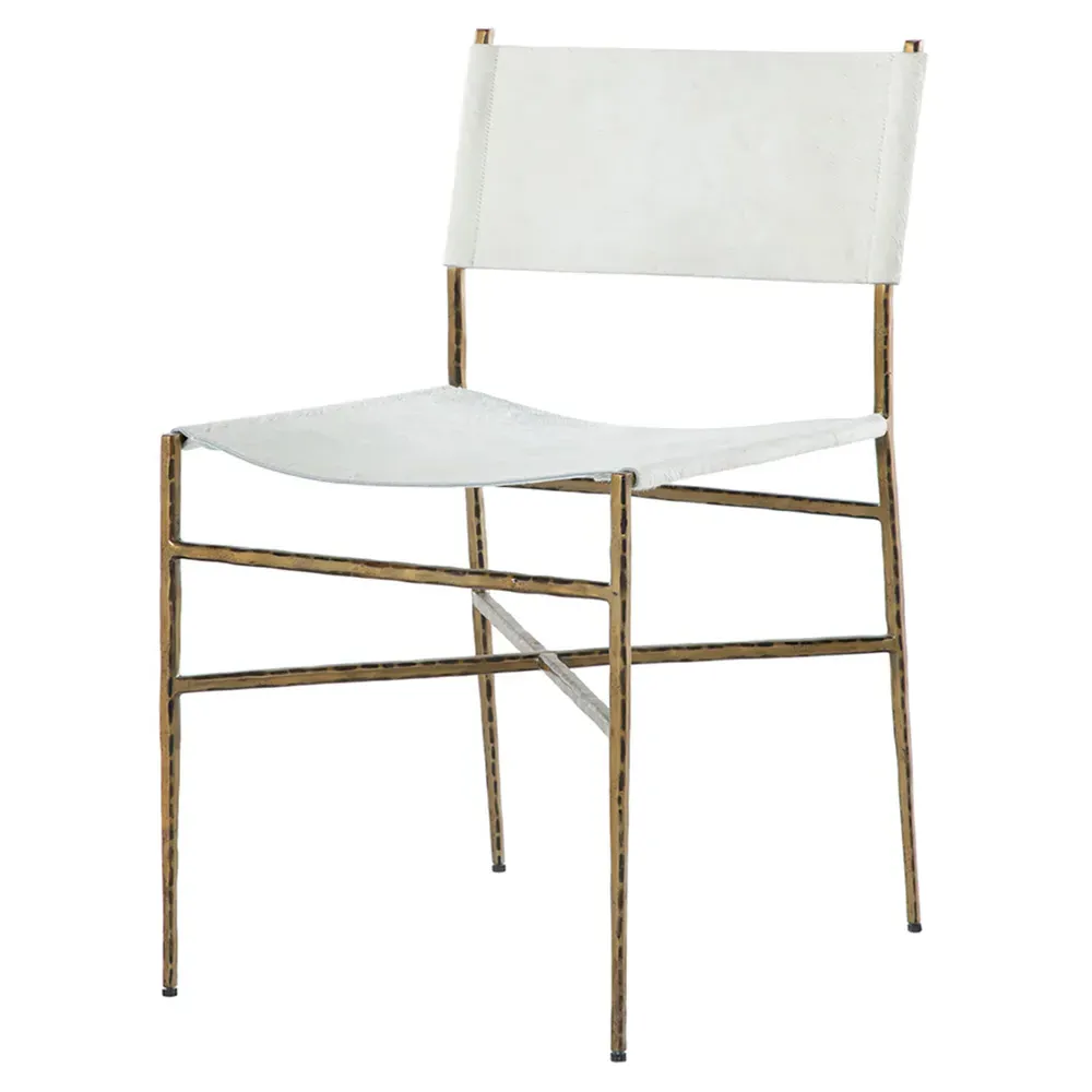 Landon Dining Side Chair - Yellow-Gold, Hair On Hide image