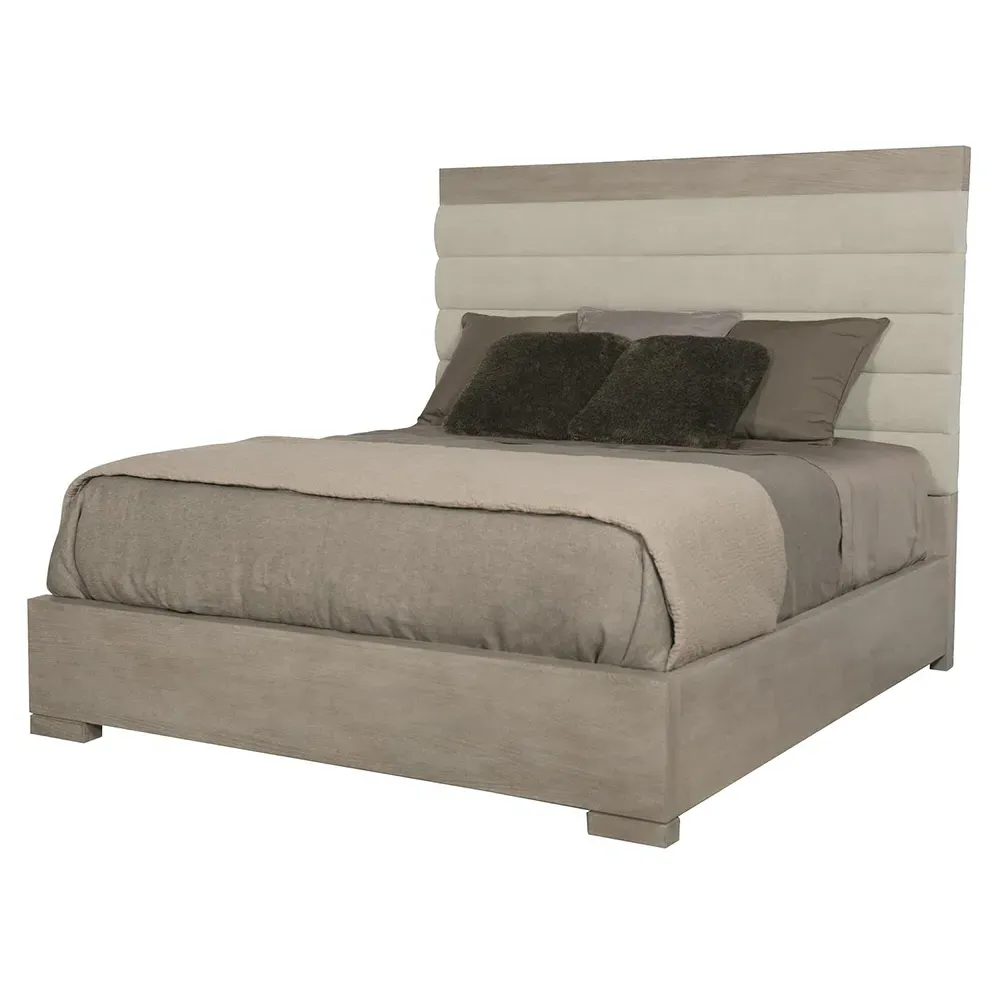 Landon King Size Upholstered Bed Frame - Grey, Wood