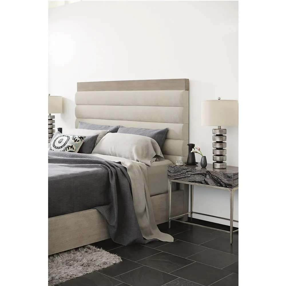 Landon King Size Upholstered Bed Frame - Grey, Wood