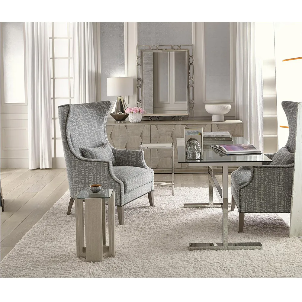 Landon Media Cabinet with Push-to-Open Doors - Grey, Ash Wood