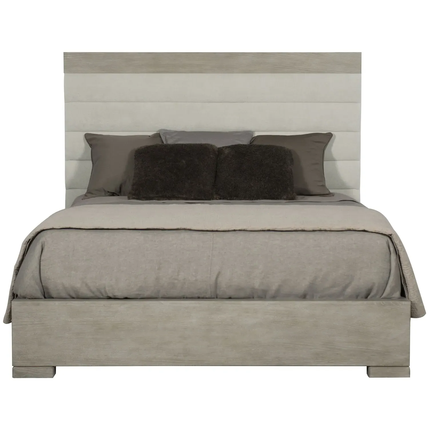 Landon Queen Size Channel Bed Frame - Grey, Wood image