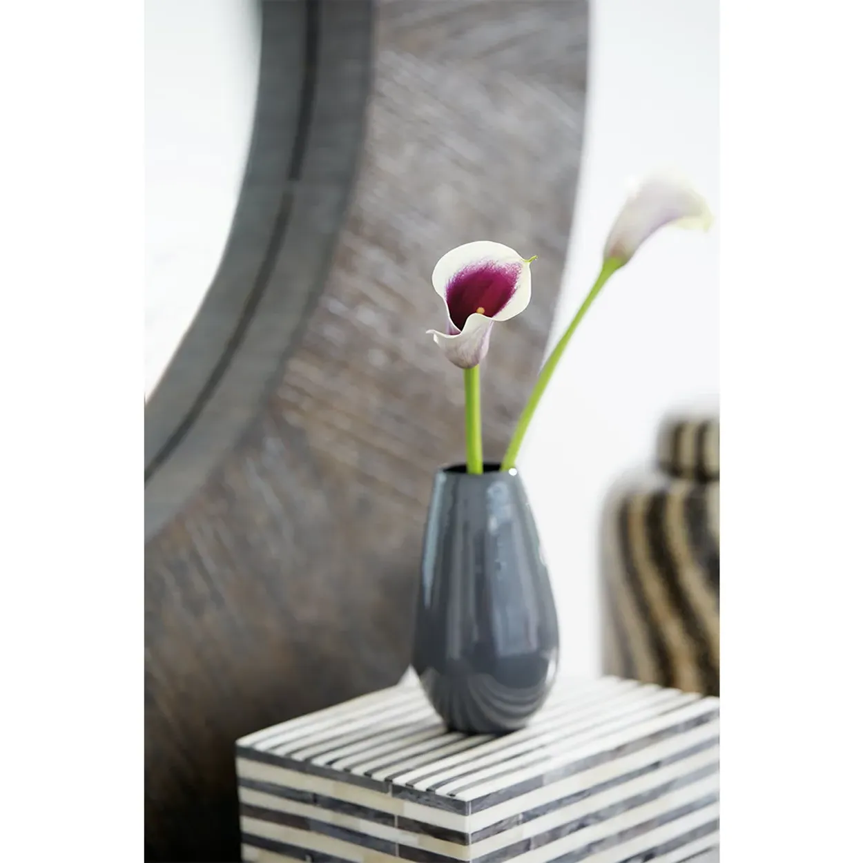 Landon Round Wall Mirror - Brown, Wood