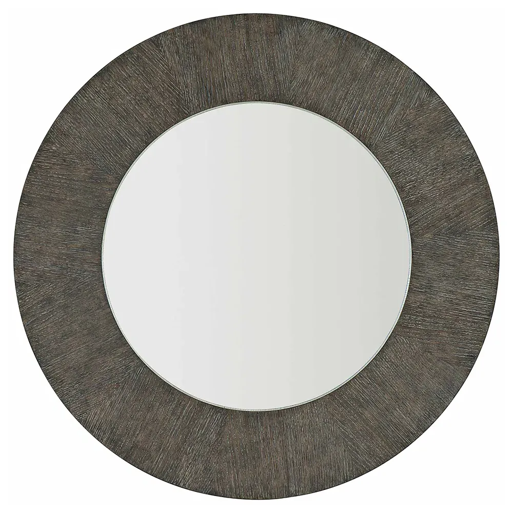 Landon Round Wall Mirror - Brown, Wood image