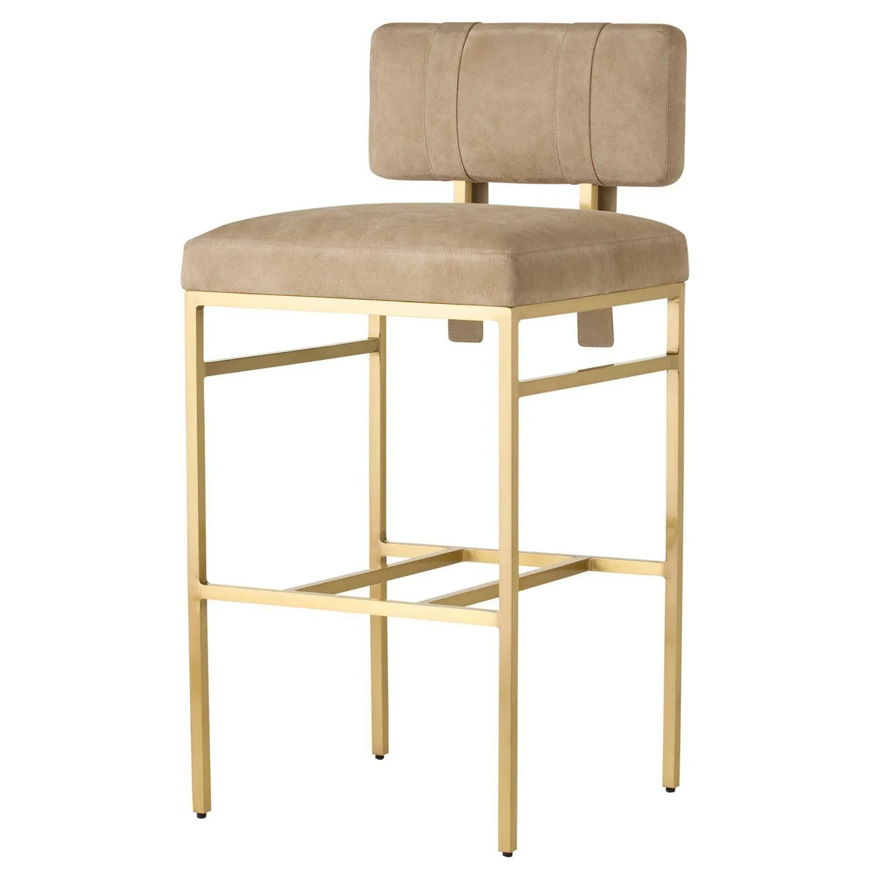 Laney Bar Stool - Taupe, Antique Brass
