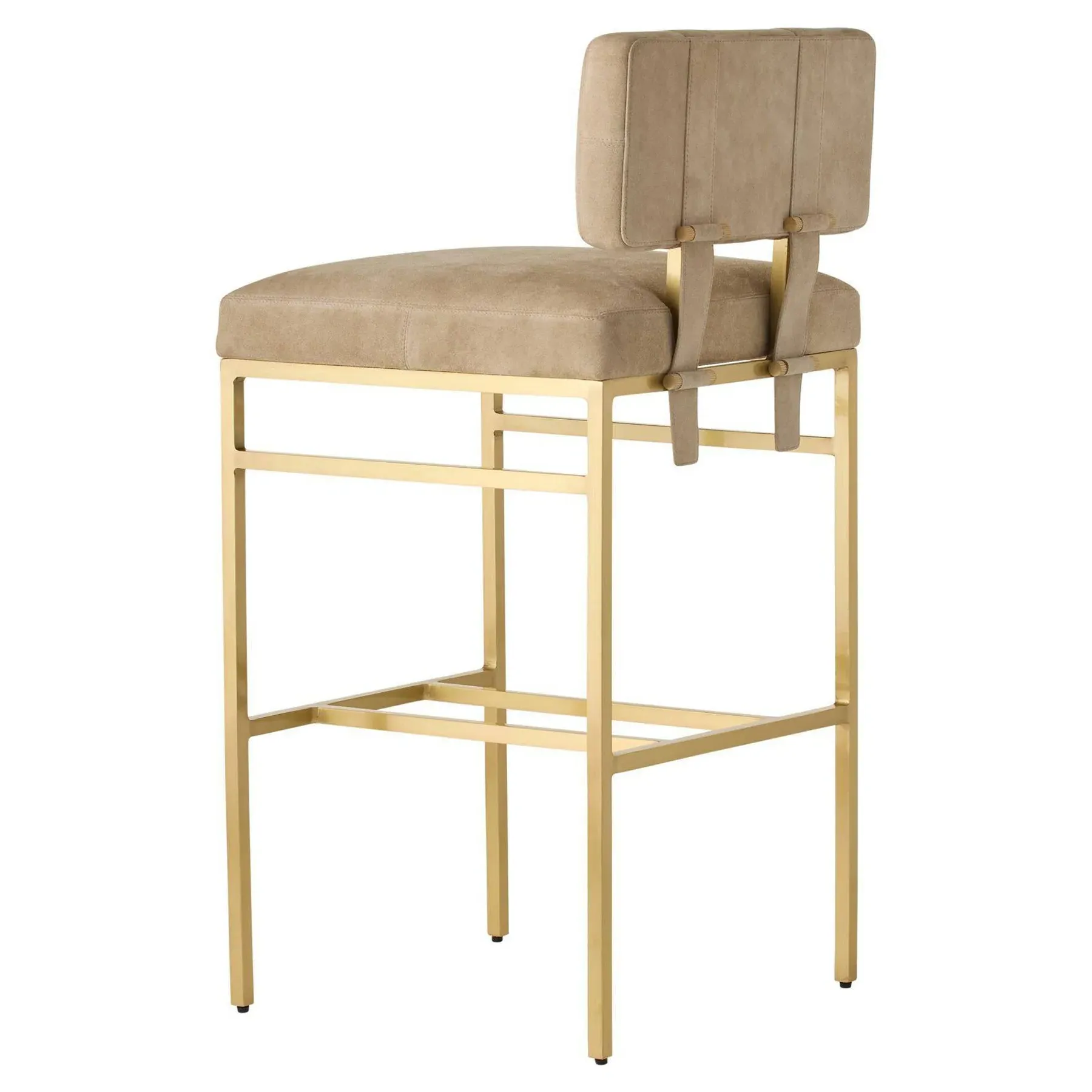 Laney Bar Stool - Taupe, Antique Brass