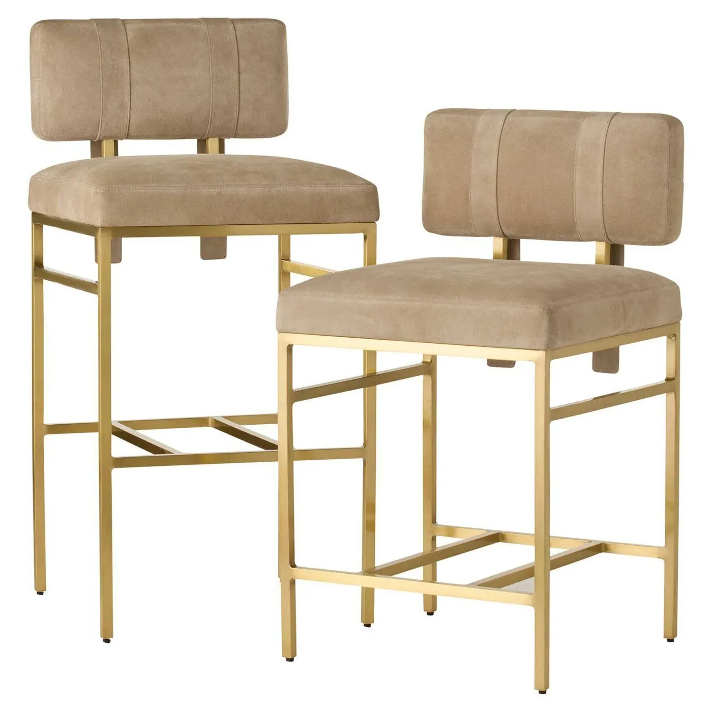 Laney Bar Stool - Taupe, Antique Brass