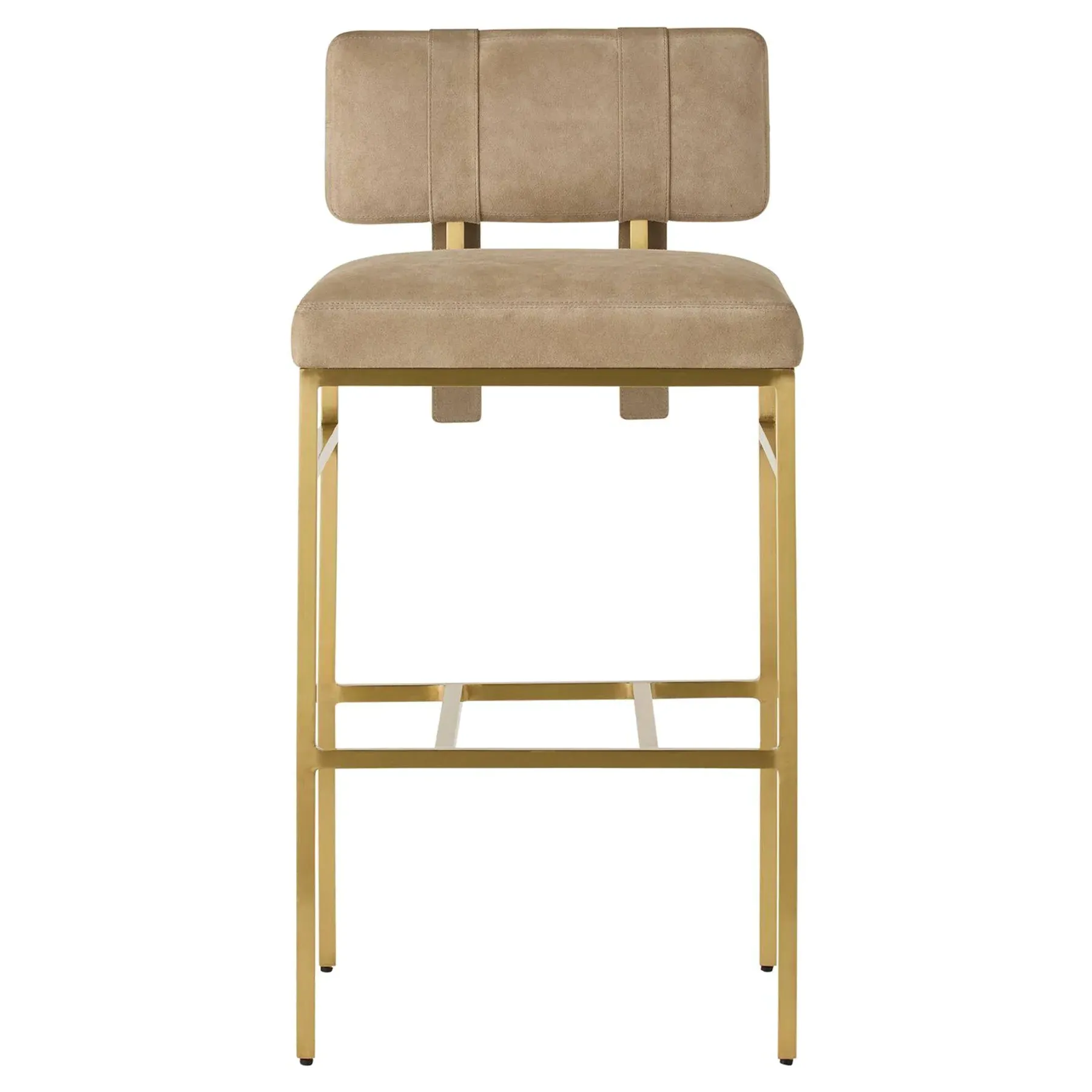 Laney Bar Stool - Taupe, Antique Brass