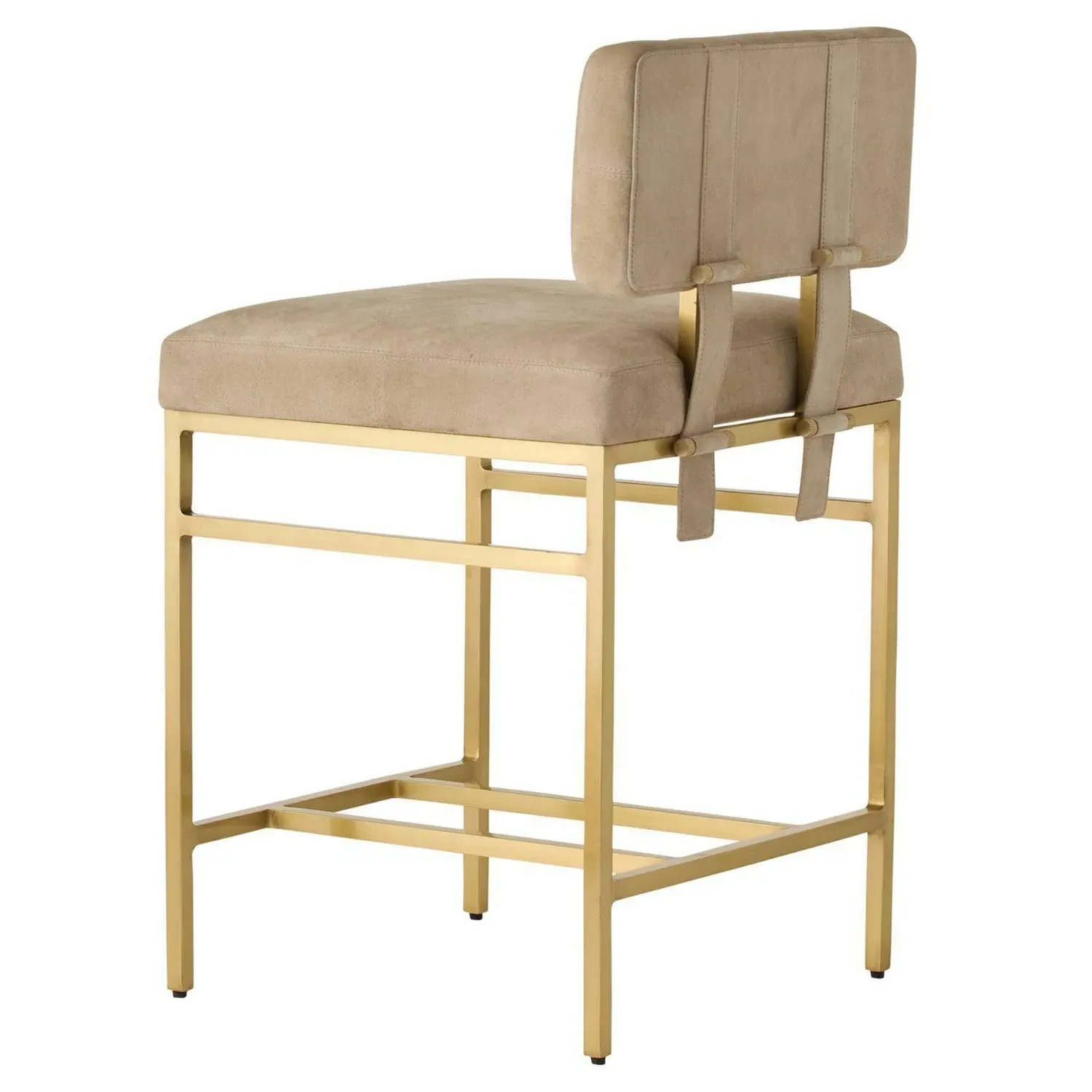 Laney Counter Stool - Taupe, Antique Brass