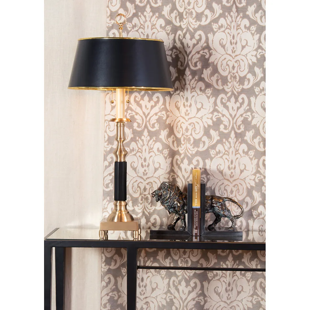 Langston Candlestick Table Lamp - Black, Cast Brass