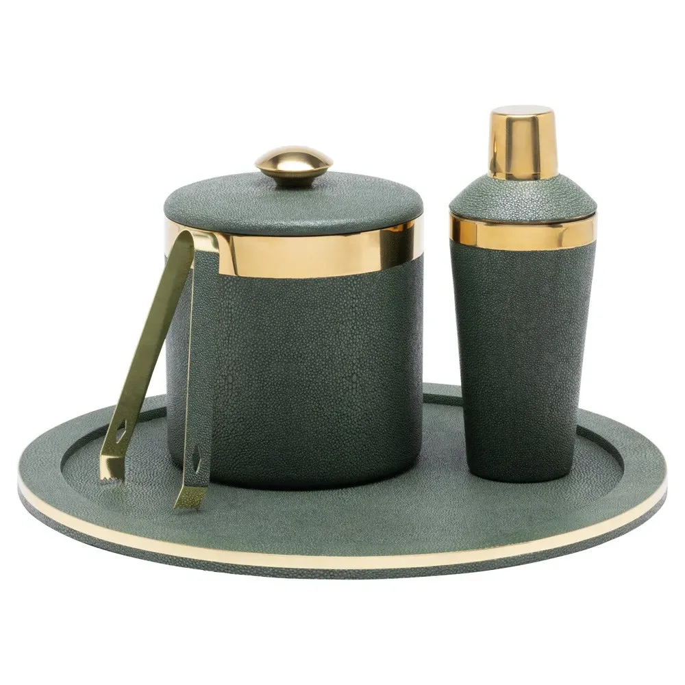 Langston Cocktail Shaker - Juniper, Faux Shagreen