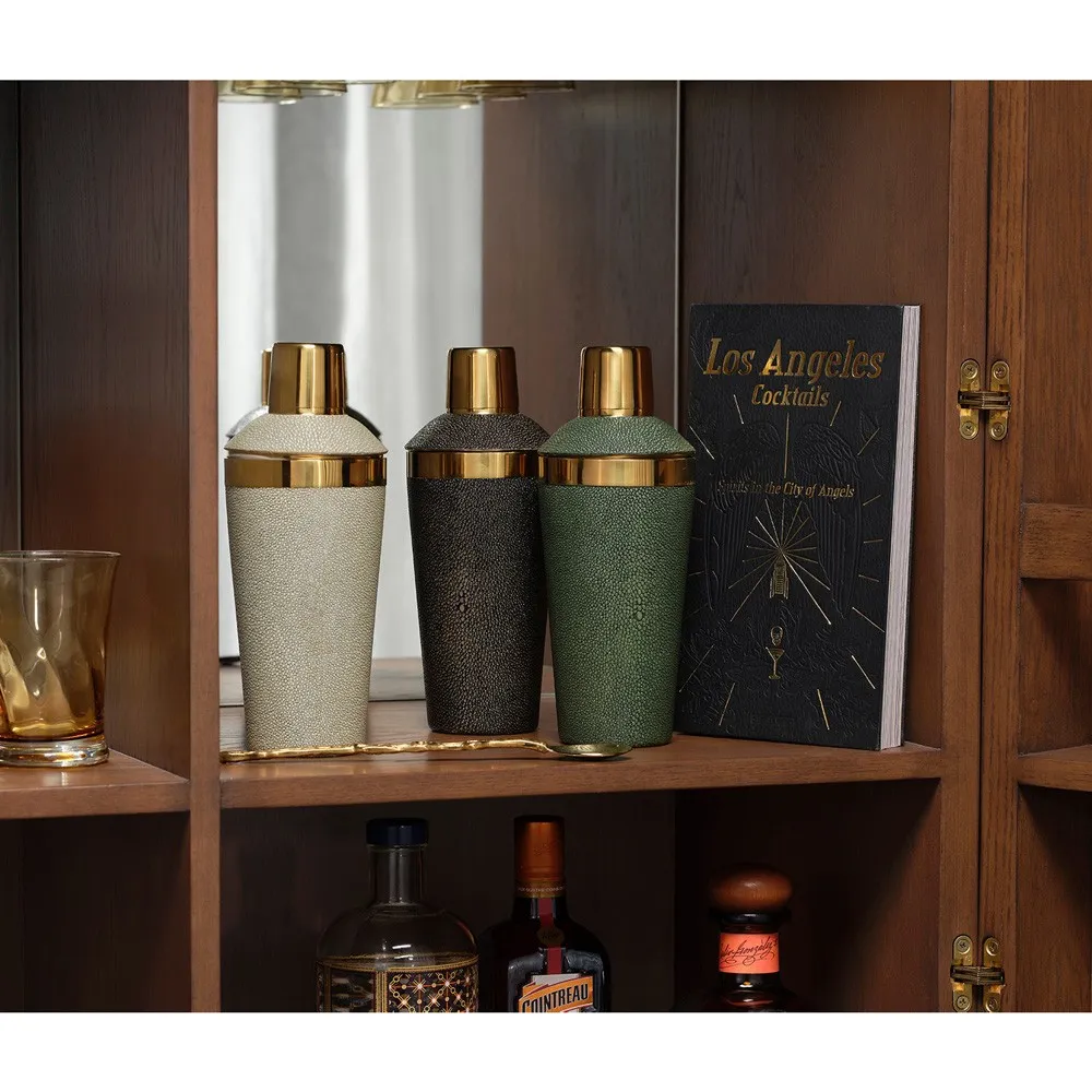 Langston Cocktail Shaker - Juniper, Faux Shagreen