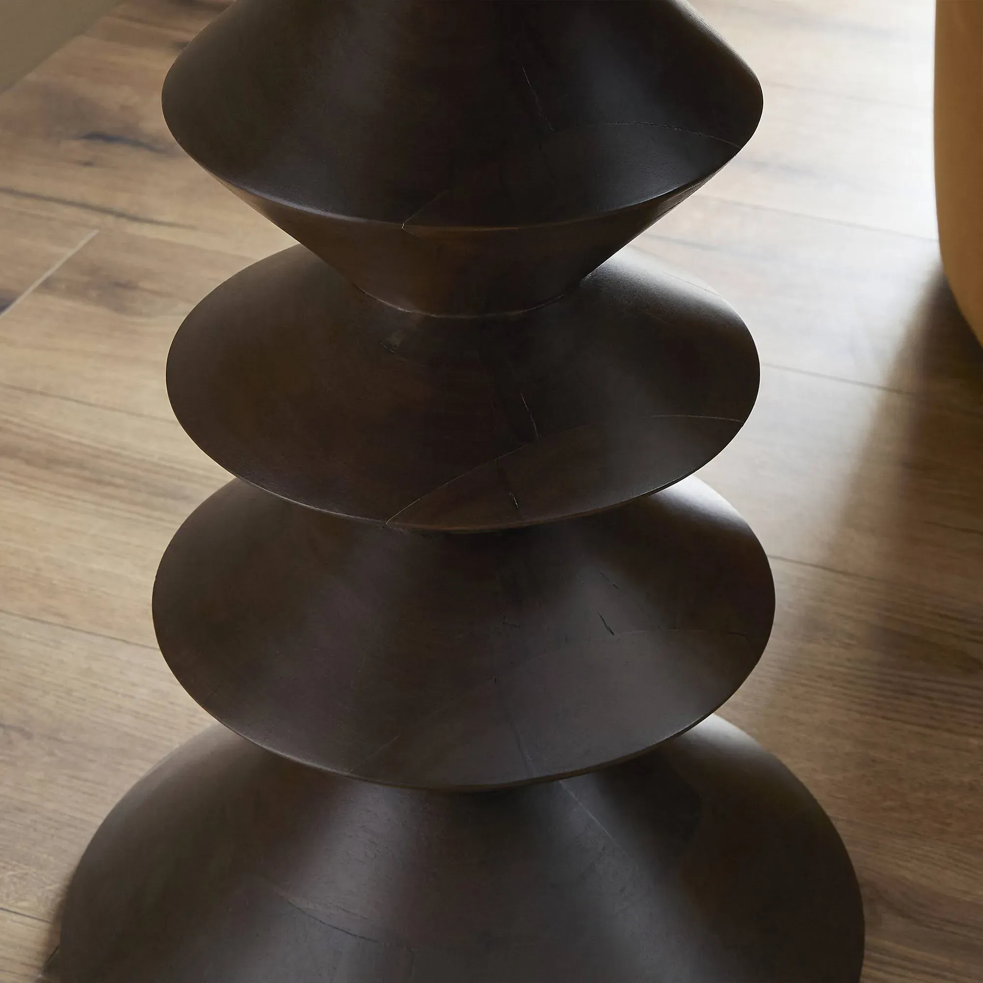 Langston Round Pedestal End Table - Dark Brown, Reclaimed Wood