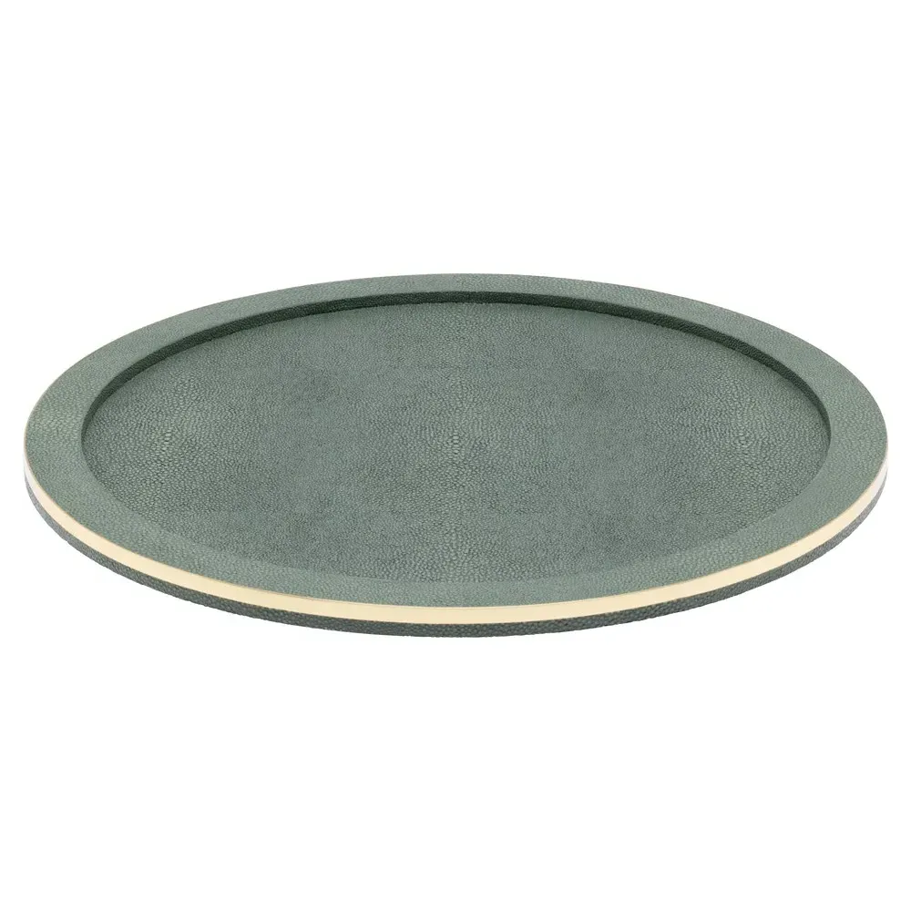 Langston Round Tray - Juniper, Faux Shagreen