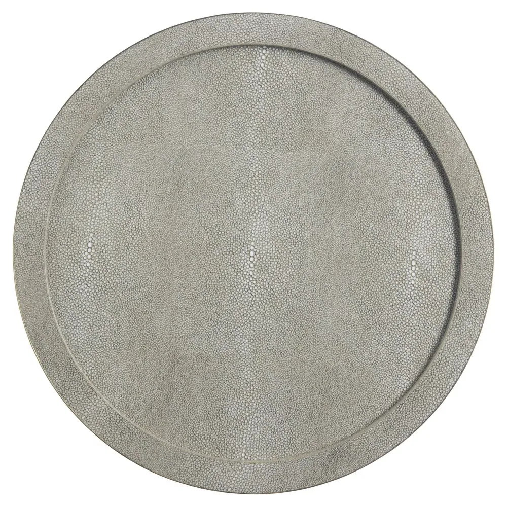 Langston Round Tray - Sand, Faux Shagreen