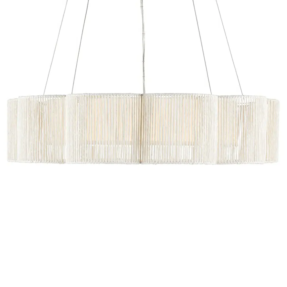 Lara Scallop Shade Chandelier - Off White, Silver Leaf Metal