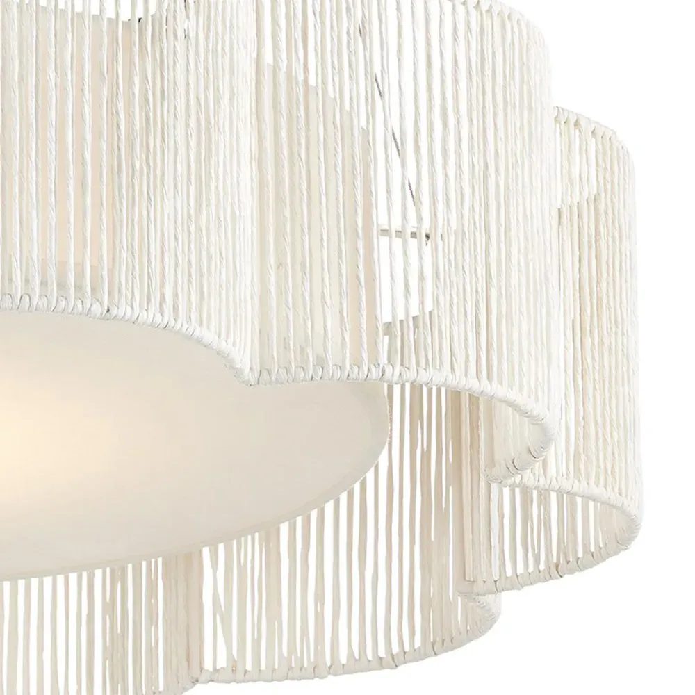 Lara Scallop Shade Chandelier - Off White, Silver Leaf Metal
