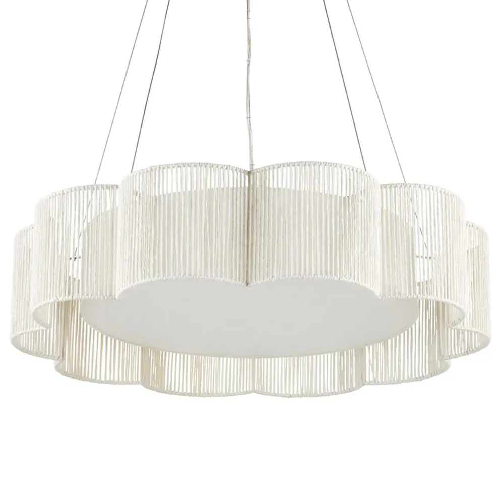 Lara Scallop Shade Chandelier - Off White, Silver Leaf Metal image