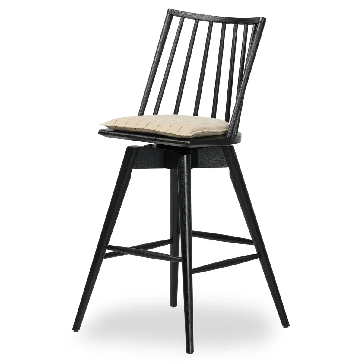 Lara Swivel Windsor Bar Stool - Black, Oak