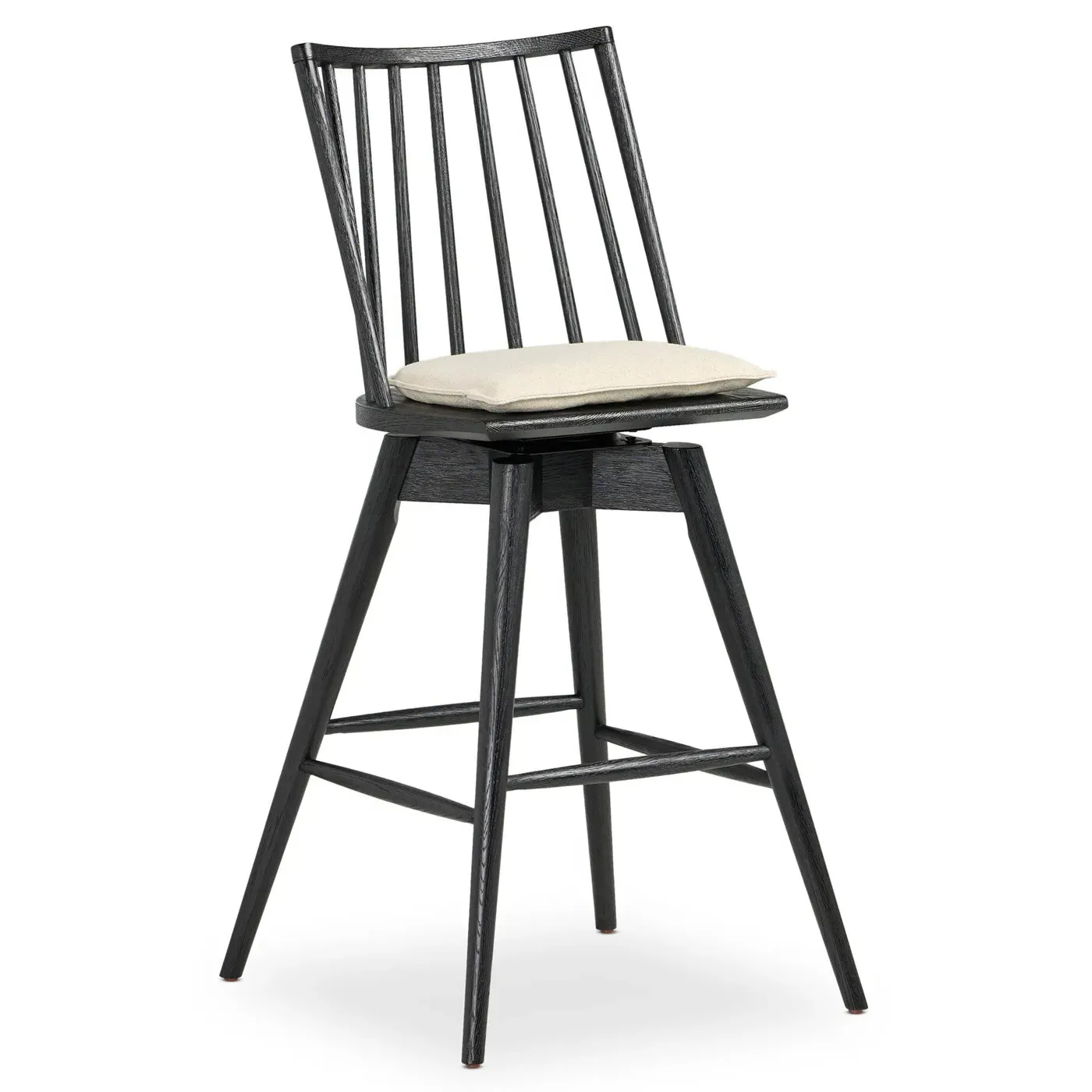 Lara Swivel Windsor Bar Stool - Cream, Oak