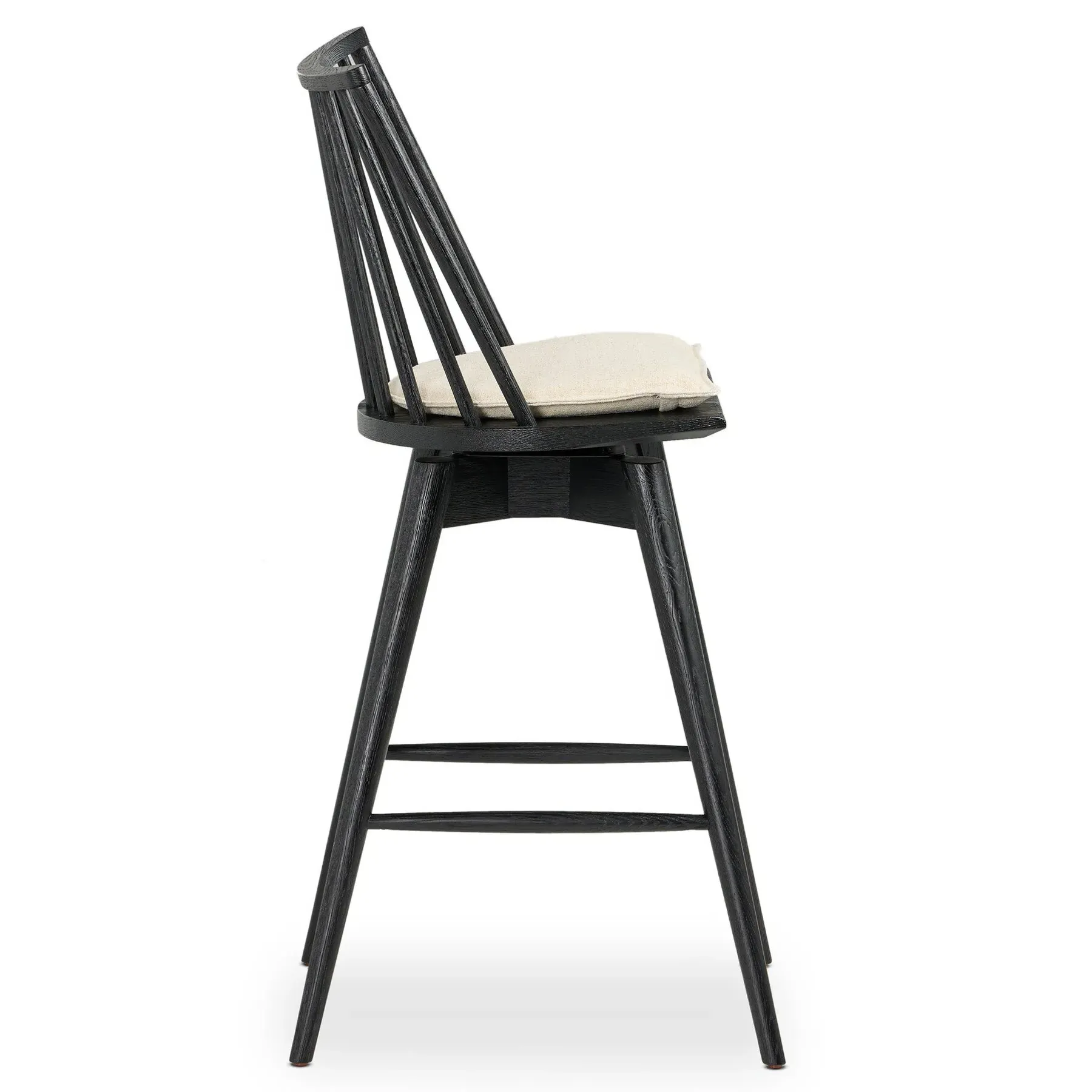 Lara Swivel Windsor Bar Stool - Cream, Oak