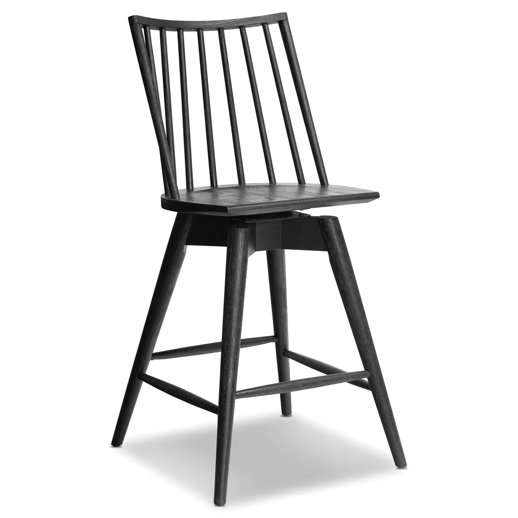 Lara Swivel Windsor Counter Stool - Black, Oak