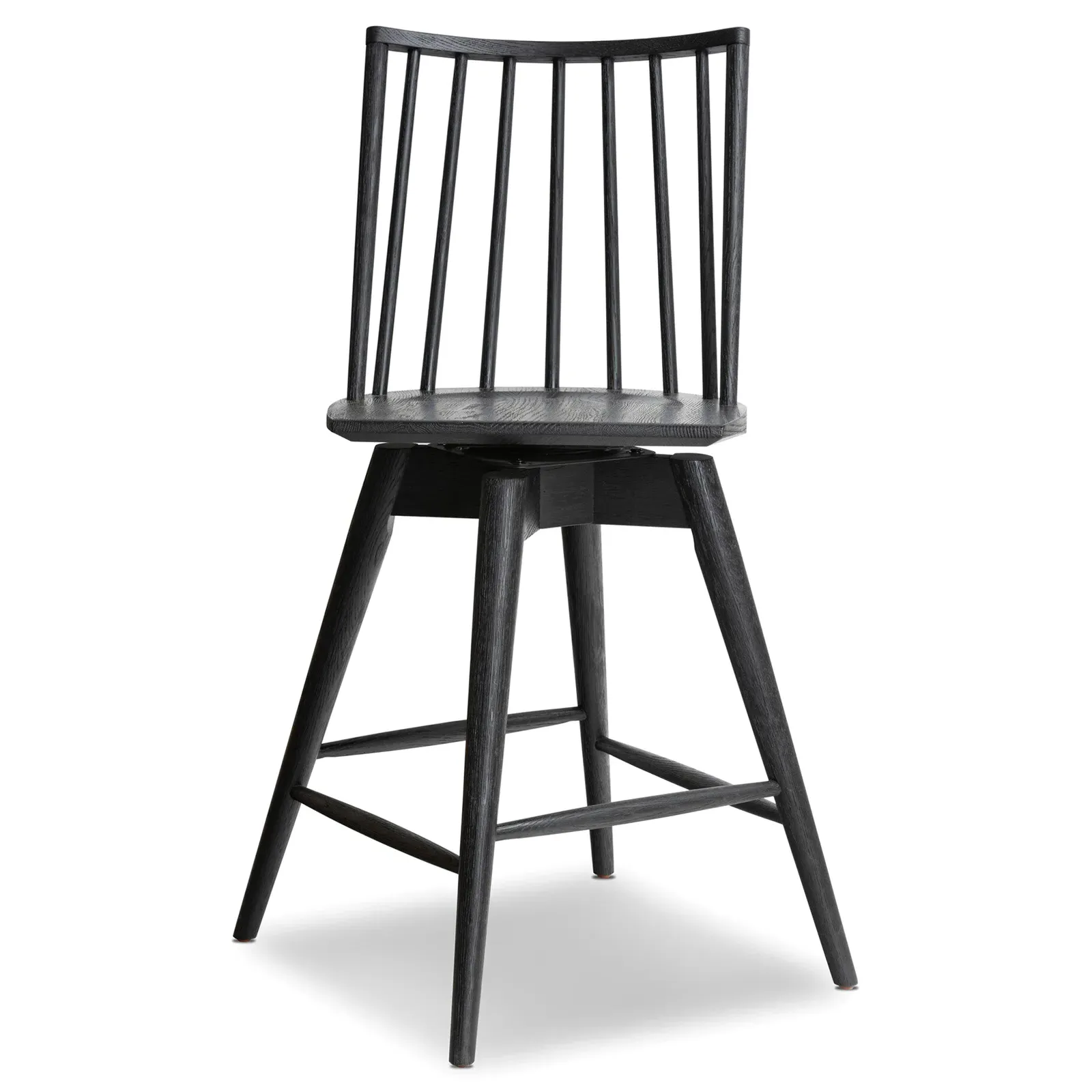 Lara Swivel Windsor Counter Stool - Black, Oak